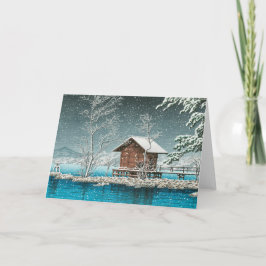 Japanse kerstsneeuw feestdagen kaart