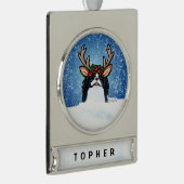 Japanse kerstversiering met herenherder verzilverd banner ornament (Rechts)