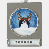 Japanse kerstversiering met herenherder verzilverd banner ornament (Voorkant)