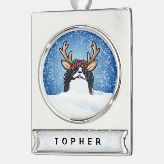 Japanse kerstversiering met herenherder verzilverd banner ornament (Links)