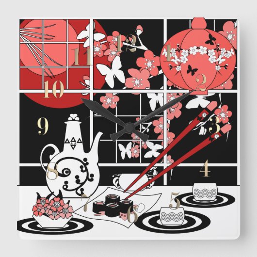 Japanse keuken vierkante klok (Voorkant)