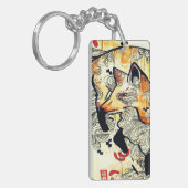 Japanse keukenvossentekening, oranje vossenkunst sleutelhanger (Voorkant Links)