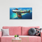 Japanse Ki-84 "Frank" tijdens de vlucht Canvas Afdruk (Insitu (Woonkamer))