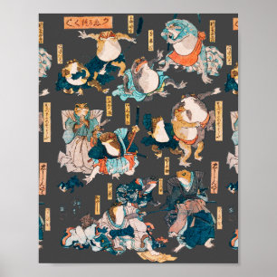 Japanse kik houtsnede Kuniyoshi Ukiyo-e Poster