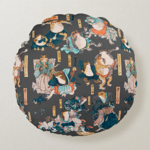 Japanse kik houtsnede Kuniyoshi Ukiyo-e Rond Kussen