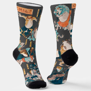 Japanse kik houtsnede Kuniyoshi Ukiyo-e Sokken