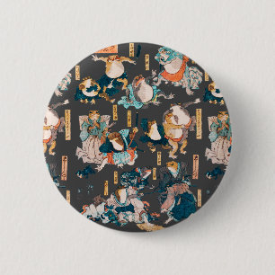 Japanse kikker ukiyo-e anime held  ronde button 5,7 cm