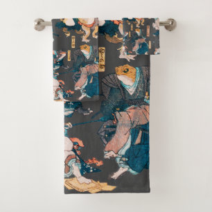 Japanse kikker ukiyo-e kikkers bad handdoek