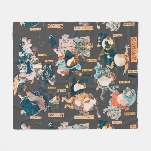 Japanse kikker ukiyo-e kikkers fleece deken (Voorkant (Horizontaal))