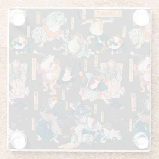 Japanse kikker ukiyo-e kikkers glazen onderzetter (Achterkant)