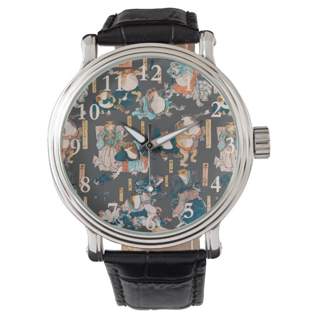 Japanse kikker ukiyo-e kikkers horloge (Voorkant)
