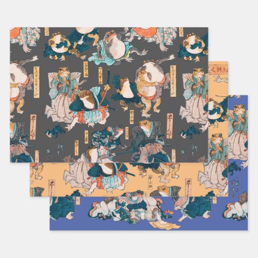 Japanse kikker ukiyo-e kikkers inpakpapier vel (Set)