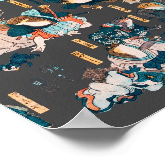 Japanse kikker ukiyo-e kikkers poster (Hoek)