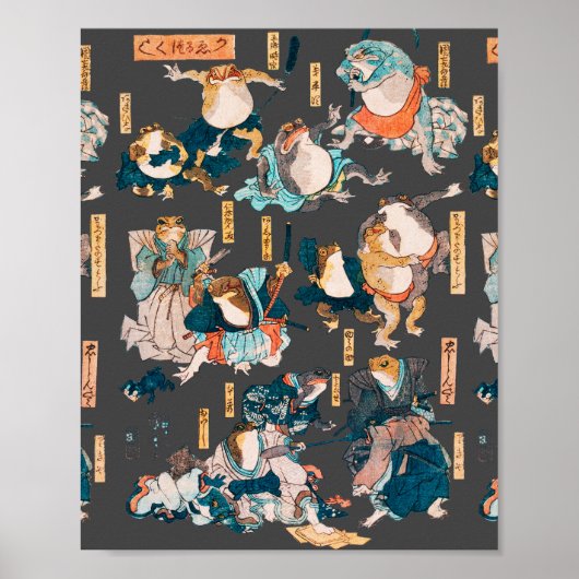Japanse kikker ukiyo-e kikkers poster (Voorkant)