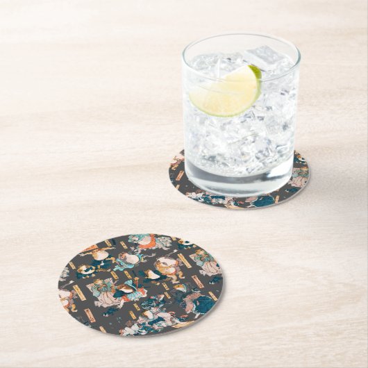 Japanse kikker ukiyo-e kikkers ronde kartonnen onderzetter (Insitu)