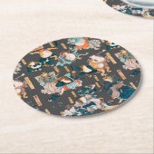 Japanse kikker ukiyo-e kikkers ronde kartonnen onderzetter (Gebogen)