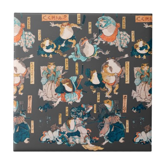 Japanse kikker ukiyo-e kikkers tegeltje (Voorkant)