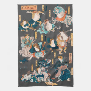 Japanse kikkerhoutsnede Kuniyoshi Ukiyo-e Theedoek
