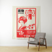 Japanse Kim0no Retro Mode Kunst Wandkleed (In situ)