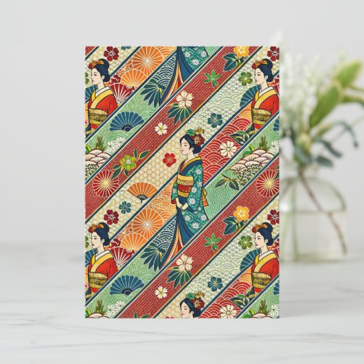 Japanse kimono bedankkaart (Staand voorkant)