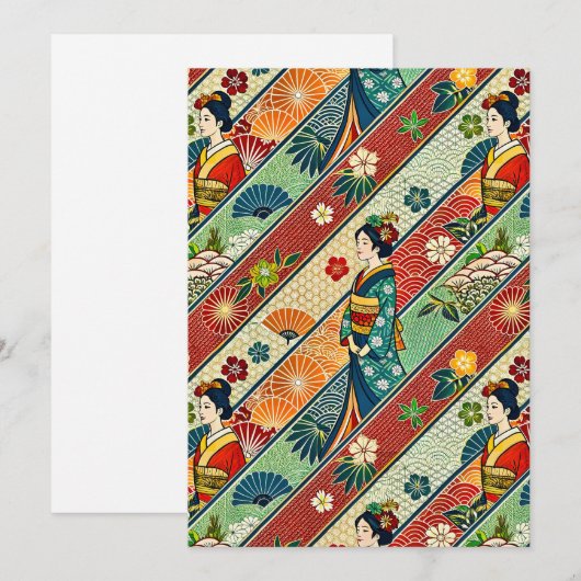 Japanse kimono bedankkaart (Voorkant / Achterkant)
