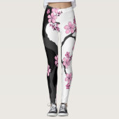 Japanse Kimono Black en White Leggings (Voorkant)