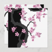 Japanse Kimono Black en White Pink Sakura Stone Kaart (Voorkant / Achterkant)