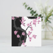 Japanse Kimono Black en White Pink Sakura Stone Kaart (Staand voorkant)