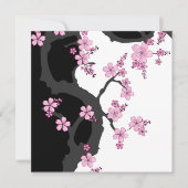 Japanse Kimono Black en White Pink Sakura Stone Kaart (Voorkant)