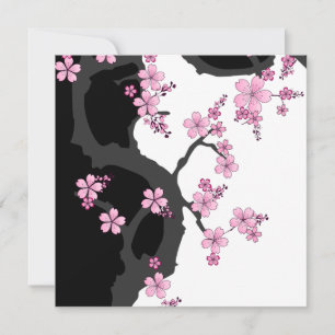 Japanse Kimono Black en White Pink Sakura Stone Kaart