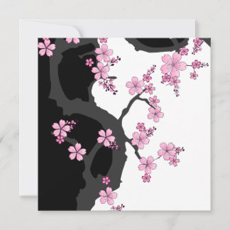 Japanse Kimono Black en White Pink Sakura Stone Kaart