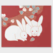 Japanse Kimono Cute Rabbits Fine Art Cadeaupapier (Vlak)