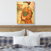 Japanse kimono en kersenbloesem canvas afdruk (Insitu (Slaapkamer))