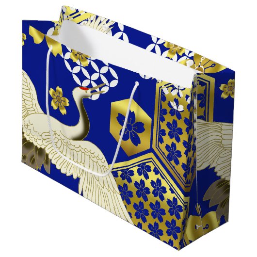 Japanse Kimono Fabric, gestileerde Gift Bag Groot Cadeauzakje (Voorkant Gekanteld)
