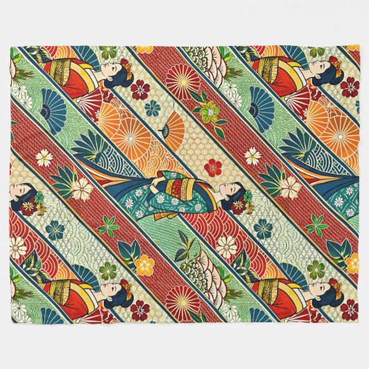 Japanse kimono fleece deken (Voorkant (Horizontaal))