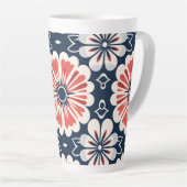 Japanse Kimono Floral Design Tall Coffee Cup Latte Mok (Rechterhoek)