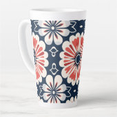 Japanse Kimono Floral Design Tall Coffee Cup Latte Mok (Linkerhoek)