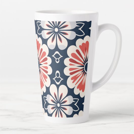 Japanse Kimono Floral Design Tall Coffee Cup Latte Mok (Rechts)