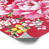 Japanse Kimono Flowers Poster (Hoek)