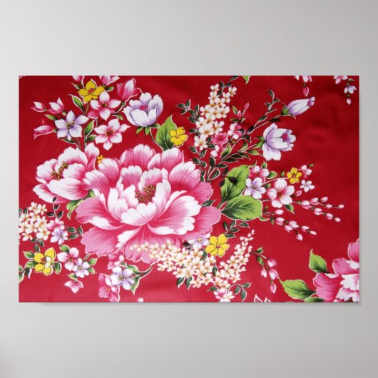 Japanse Kimono Flowers Poster (Voorkant)