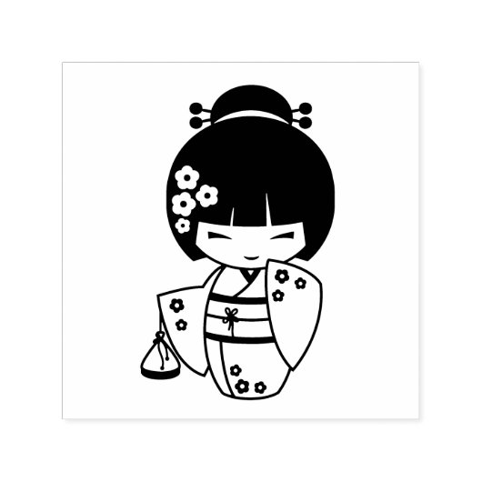 Japanse Kimono Girl Kleur me Zelfinktende Stempel (Design)