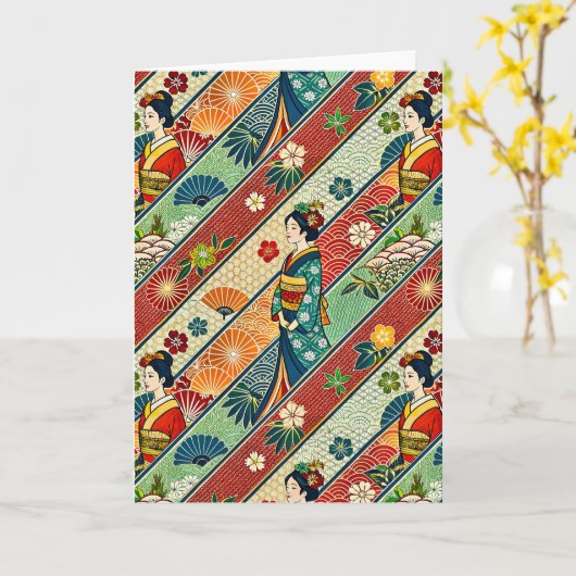 Japanse kimono kaart (Gele Bloem)