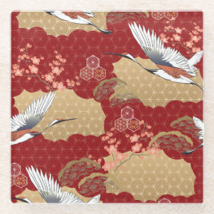 Japanse Kimono Kersenbloesems Glazen Onderzetter