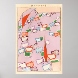 Japanse Kimono Kunstprint Kleurrijke Kuikens, Seik Poster