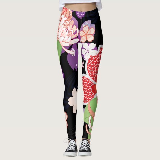Japanse Kimono Patern A Leggins Leggings (Voorkant)