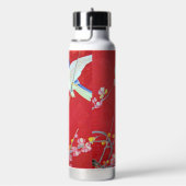 Japanse KIMONO Textiel, Blauwe Vogel Waterfles (Rechts)