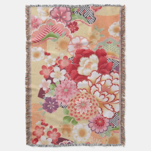 Japanse KIMONO-textiel, bloem Deken (Voorkant Verticaal)