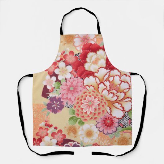 Japanse KIMONO-textiel, bloem Schort (Voorkant)