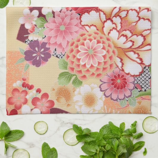 Japanse KIMONO-textiel, bloem Theedoek (Gevouwen)