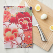 Japanse KIMONO-textiel, bloem Theedoek (Quarter Fold)